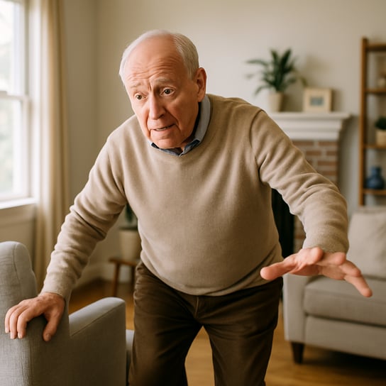 photographic A senior experiencing balance issues at home i dont want him to have a pain face