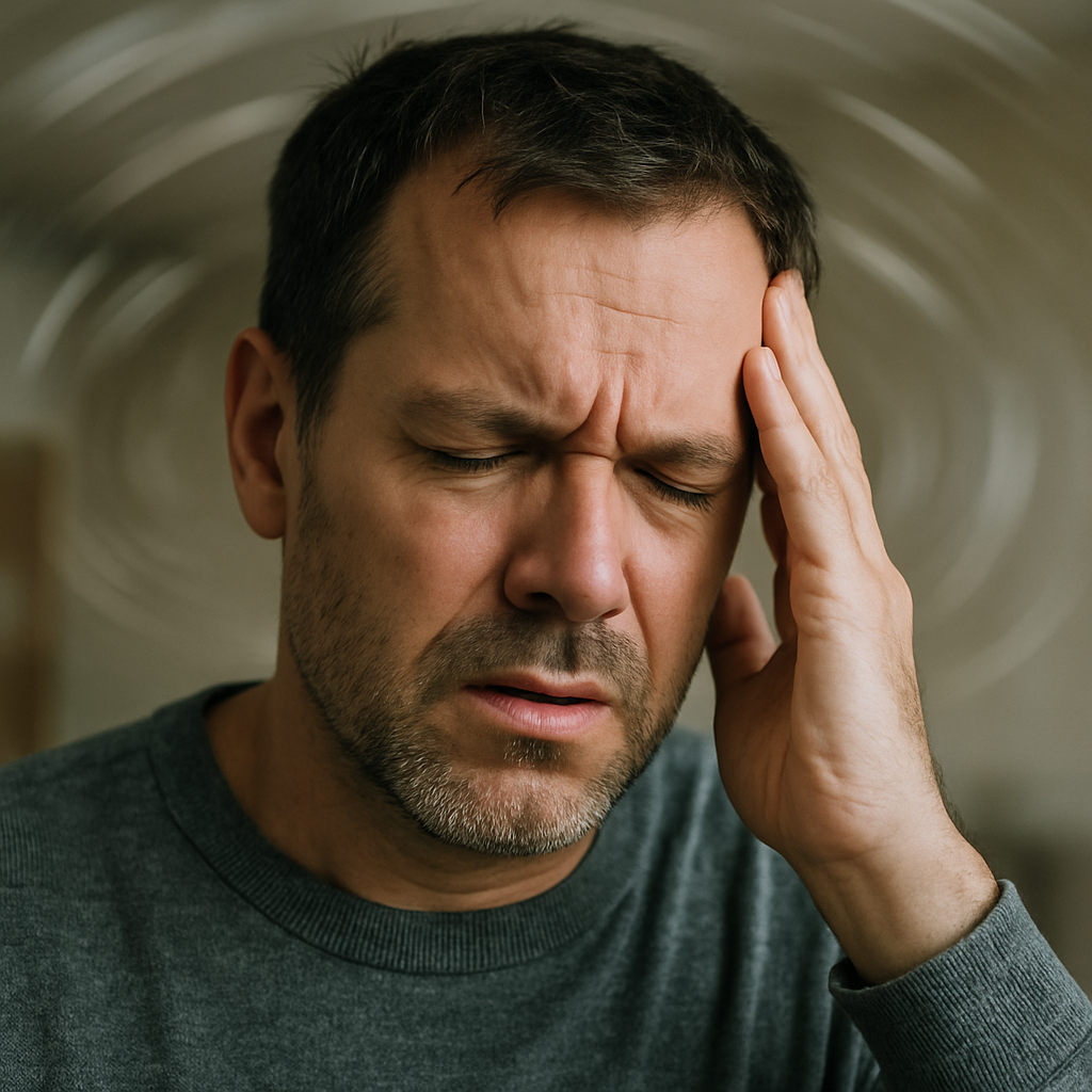 photographic This picture needs to represent persisting dizziness condition human realistic-1