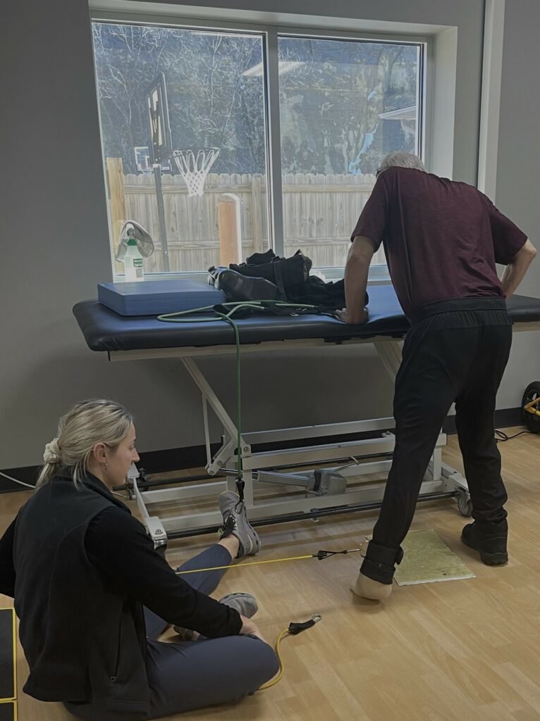 Dallas using his physical therapy to gain strength and mobility